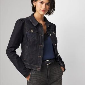 White House Black Market Quilted Denim Jacket – Puff Sleeve Size XL